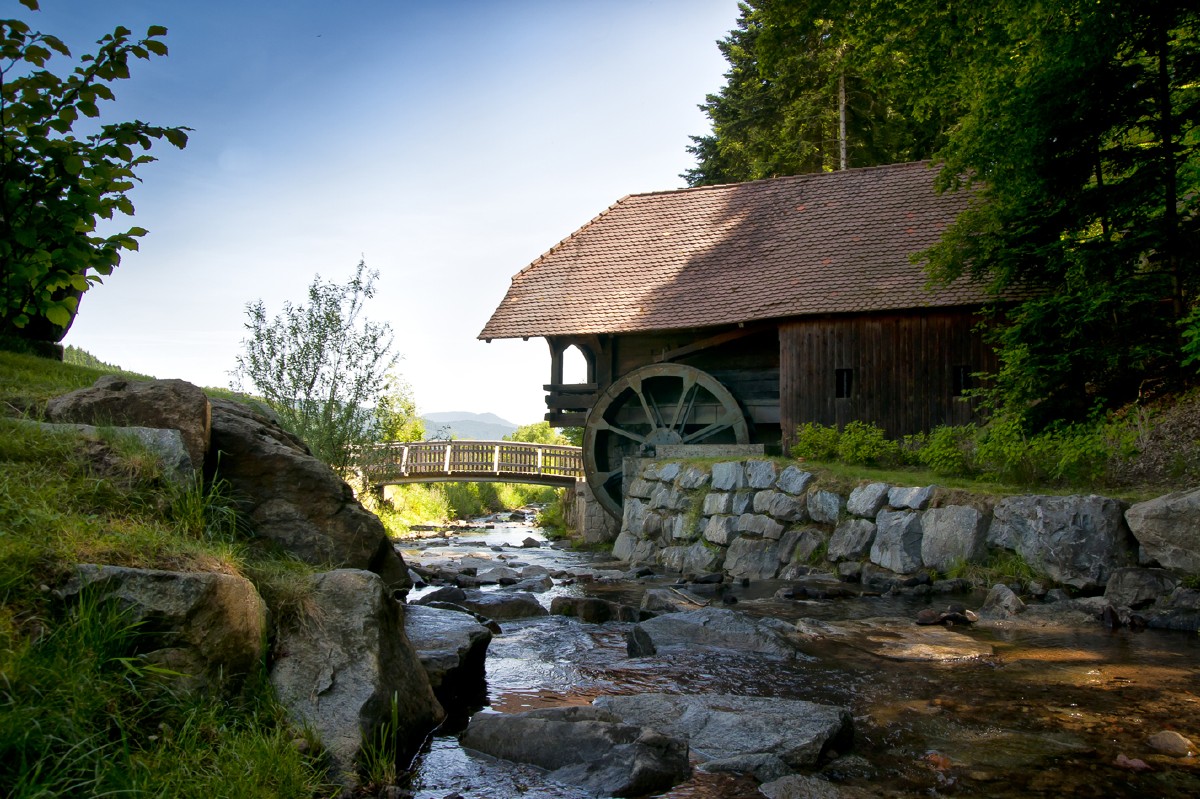 Von unserem Gasthaus haben Sie einen schönen Blick auf  die Mühle am Dorfbach